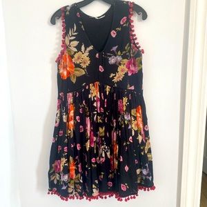 Black floral boho dress